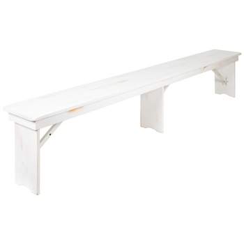 Flash Furniture HERCULES Series 8' x 12'' Solid Pine Folding Farm Bench with 3 Legs