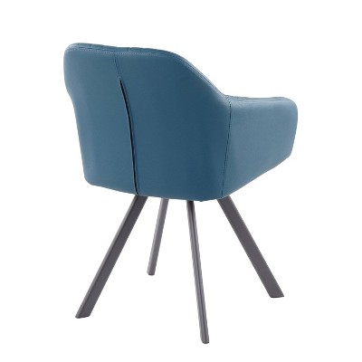 Contemporary Teal Faux Leather Parsons Side Chair with Metal Legs