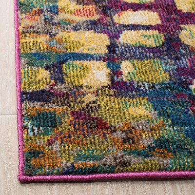 Fuchsia and Gold Abstract Runner Rug, 2'2" x 14'