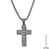 Steeltime 24" Men's black ip stainless steel and simulated diamonds cross pendant with greek key accents - 3 of 4