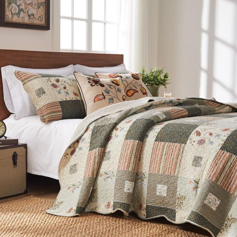 Sedona Quilt And Sham Set 3 Piece Multicolor by Greenland Home Fashion, 1 of 5