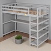 Twin Size Loft Bed with Desk and Storage Shelves, Space-Saving Wooden Frame with Guardrails - 4 of 4