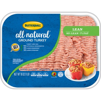 Butterball All Natural Fresh 93/7 Ground Turkey - 1lb : Target