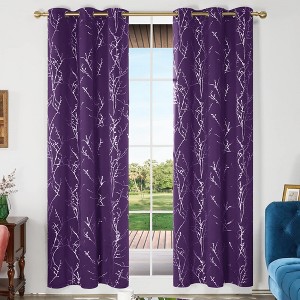 Deconovo Blackout Silver Tree Twigs Curtains 42 Width(2 Panel) - 1 of 4