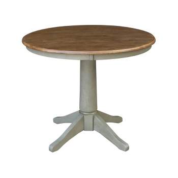 30" Dining Height Waylan Round Pedestal Table Hickory Brown/Stone Gray - International Concepts