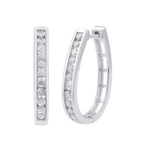 GILDED 1/4 to 1 ct t.w. Natural Diamond Hoop Earrings in Sterling Silver or 14KT Gold-Plated Silver - 1 of 4