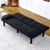 KTMBDW 67-inch Futon Sofa Bed Modern Folding Futon Set Convertible Recliner Lounge for Living Room with 2 Cup Holders, Removable Armrests - 4 of 4