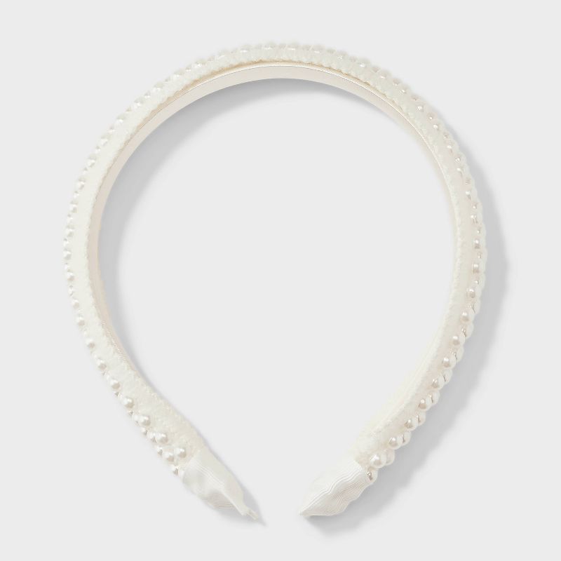 Girls&#39; Pearl Beaded Headband - art class&#8482; White, 3 of 5
