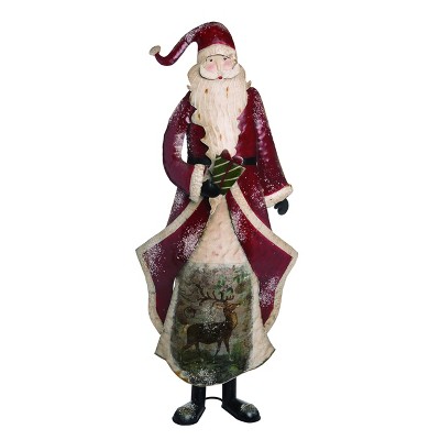 Transpac Metal 32 in. Red Christmas Traditional Standing Santa