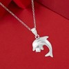 Slickblue Playful Dolphin Pendant – Matte Rhodium Plated, Clear CZ, 16" Necklace with 2" Extender for Women - 2 of 4