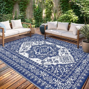 Outdoor Rugs, Reversible Waterproof Patio Rug, Plastic Straw Rug Sun-Resistant RV Mat, Portable Indoor Outdoor Vintage Area Rugs Carpet for Camping - 1 of 4