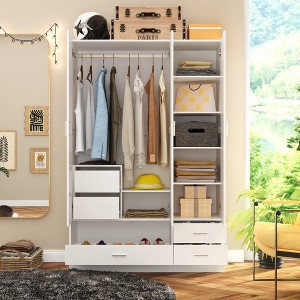FUFU&GAGA White 3 Door Wardrobe Integrated Shoe Cabinet Modern Fashion Style - 1 of 4
