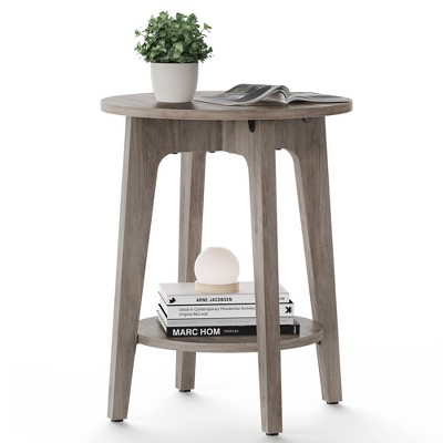 Vasagle Round Side Table With Lower Shelf, End Table For Small Spaces ...
