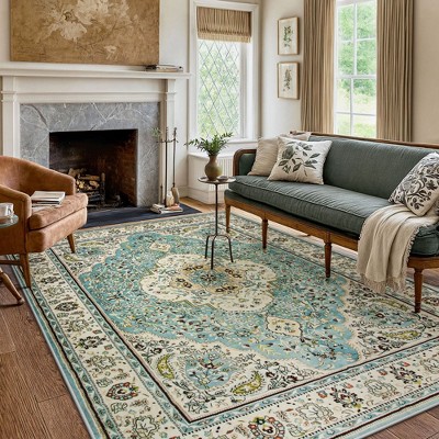 Lahome Boho Traditinal Area Rug for Bedroom Soft Non Slip Washable Living Dining Room Mat Indoor Office Carpet for Kitchen Nursery Bedroom
