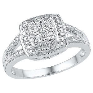 1/20 CT. T.W. Round Diamond Miracle Set Square Fashion Ring in Sterling Silver (4.5), Women