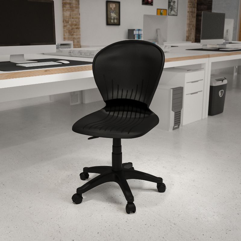 Flash Furniture Mid-Back Black Plastic Swivel Task Office Chair, 2 of 12