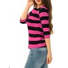 INSPIRE CHIC Women's Stripes Casual Basic Elbow Sleeves Boat Neck Slim Fit T-Shirts - 4 of 4