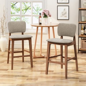 PAGED Wooden Bar Stools Set of 2, Modern Upholstered Counter Height Bar Chair with Back for Bar, Kitchen, Dining Room - 1 of 4