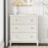 JIONJOY Floral 3-Drawer Dresser - Fully Built MDF Cabinet with Filigree Cutouts, Distressed White Finish & Bronze Pulls - 2 of 4