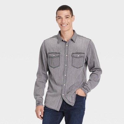 Men's Standard Fit Denim Long Sleeve Button-Down Shirt - Goodfellow & Co™