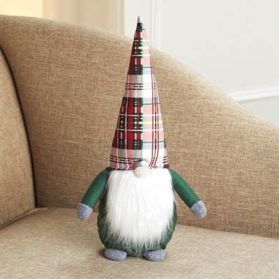 Festive Tartan Hat Gnome Plush Accent Pillow