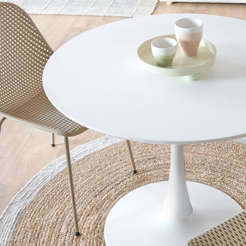 Haven Round Top With Metal Base Round Pedestal Dining Table-Maison Boucle, 5 of 9