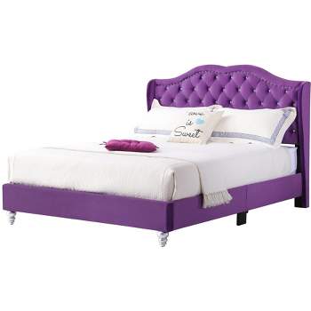Passion Furniture Joy Jewel Jewel Tufted Queen Panel Bed