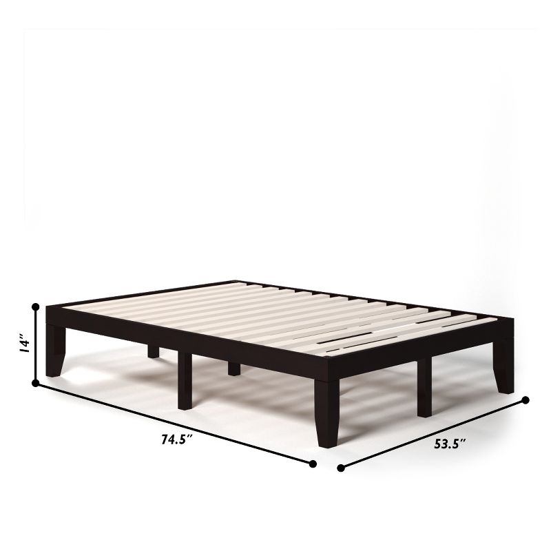 Costway Full Size 14'' Wooden Bed Frame Mattress Platform Wood Slats Support EspressoNatural, 3 of 11