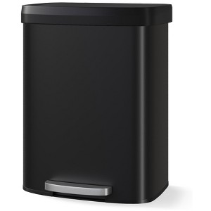 16 Gallon / 60 L Stainless Steel Waterproof Steel Garbage Can with Inner Bucket, Small Bathroom Trash Can with Lid Soft Close, Step Pedal - 1 of 4