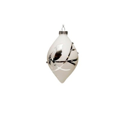 Kurt S. Adler 6.5" Silhouette Cardinals on Branch Glass Finial Christmas Ornament - White/Silver