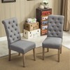 Roundhill Furniture Habit Solid Wood Tufted Parsons Dining Chair, Grey, Set of 2 - image 3 of 4