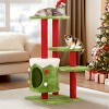 Boersma Multi-Level Cat Climbing Tree with Cozy Condo & Platforms – Indoor Cat Tower Scratching Playhouse, Holiday Green & Red Design - 4 of 4