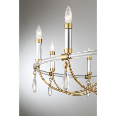 Mayfair 10-Light Warm Brass and Chrome Crystal Chandelier
