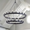 Dewdrop Industrial 2-Tier Candle Style Black 40-Light Wagon Wheel Chandelier - 3 of 4
