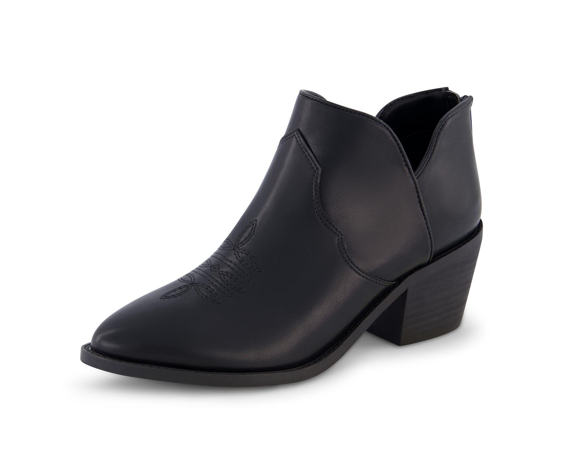 CUSHIONAIRE Rodeo Cowboy Boots for Women, Stylish Short Pointed Toe Western Ankle Boots with Low Block Heel and Back Zipper