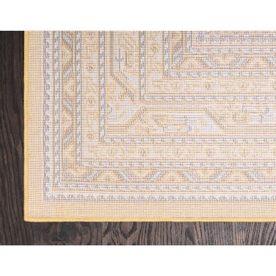 Yellow and Gray Rectangular Stain-Resistant Synthetic Area Rug