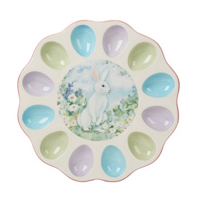 Certified International 12.25" Easter Morning Round Deviled Egg Plate