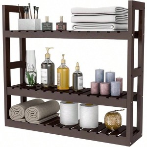 Bathroom Shelf 3 - Tier Wall Mount Storage Rack Multifunctional Adjustable Layer Standing Over Toilet Utility Shelves - 1 of 4