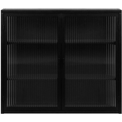 Modern Wall-Mounted Bathroom Cabinet with Double Glass Doors, Versatile Storage Solution for Kitchen Utensils and Spice Jars, Suitable for Bathroom
