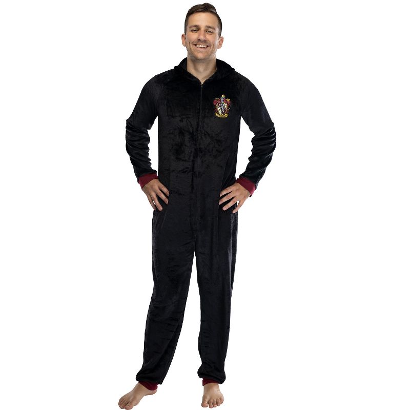 Harry Potter Adult Men's Hooded One-Piece Pajama Union Suit, 2 of 4