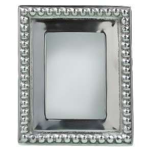 HomeRoots 3.5" x 5" Silver Beaded Distresses Stainless Steel Tabletop Picture Frame with Mat - 1 of 4