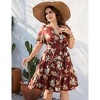 Clearlove Summer Plus Size V Neck Wrap Dress High Waisted Short Sleeves Summer Casual Midi Dress with Belt - 4 of 4