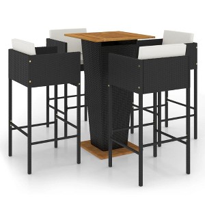 vidaXL Patio Bar Set Outdoor Bistro Set Bar Stool Bistro Table Poly Rattan - Black 23.6" x 23.6" x 43.3" 4 Piece - 1 of 4