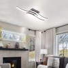 LLHZSY Modern Flush Mount Ceiling Light Fixture 18" Wide 3-Light Curved LED Fixture for Bedroom Kitchen Living Room Home-6000K,Nickel - 2 of 4