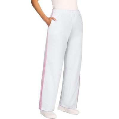 Woman Within Women's Plus Size Tall Side Stripe Cotton French Terry Straight-Leg Pant