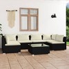 vidaXL 7-Piece Outdoor Lounge Set, Black Poly Rattan with Cream Cushions, Modular Patio Furniture with Powder-Coated Steel Frame - 2 of 4