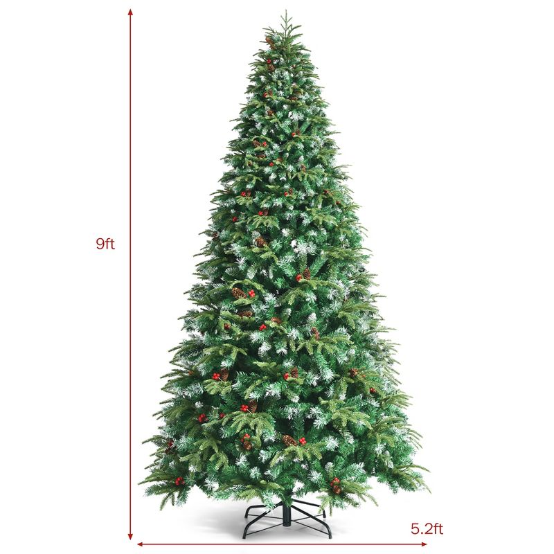 9ft Pre-Lit Snowy Christmas Hinged Tree 11 Flash Modes w/ 780 Multi-Color Lights, 4 of 11