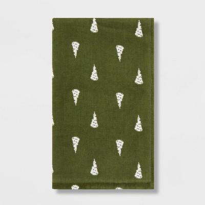 Pine Tree Holiday Flat Woven Hand Towel Green - Threshold™