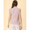 Allegra K Women's Ruffles Cap Sleeve Tops Tie Neck Button Up Peter Pan Collar Blouse Shirts - 3 of 4