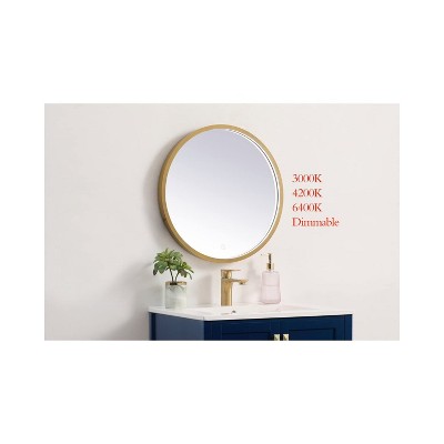 Elegant Brass Round LED Mirror with Aluminum Frame